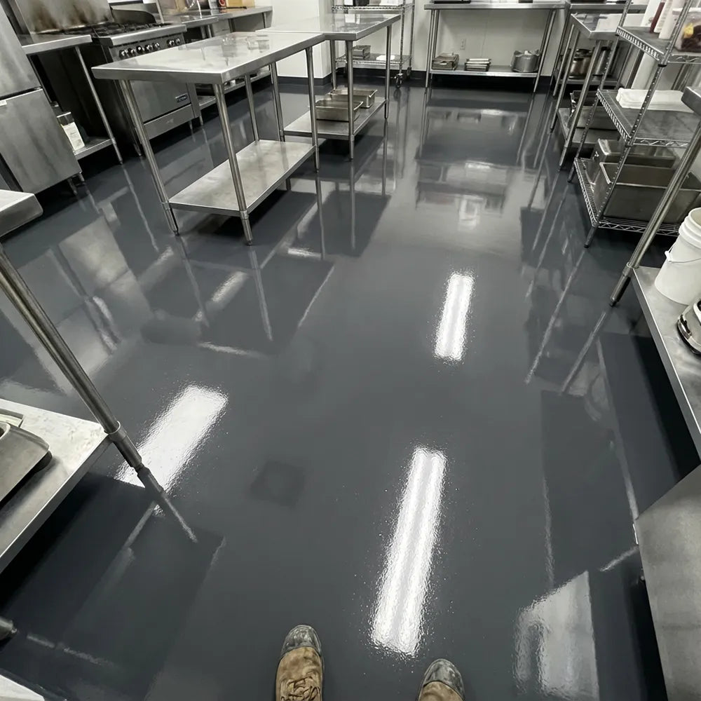 600sqft Commercial Kitchen Epoxy Floor Coating System – Antimicrobial & Non-Slip